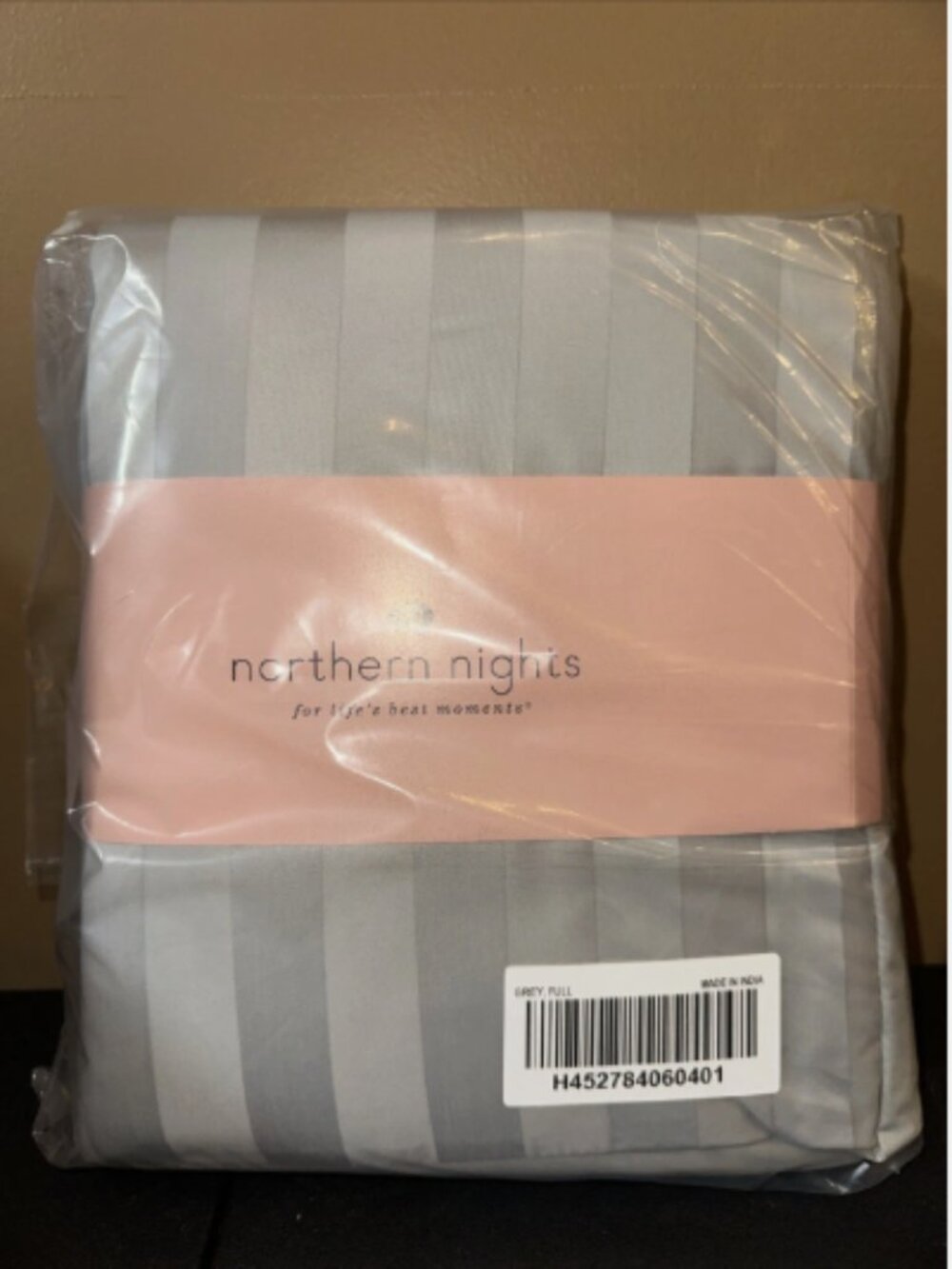 Northern Nights 700TC Cotton Dobby Stripe Sheet Set-Full-Gray-NEW-H452784